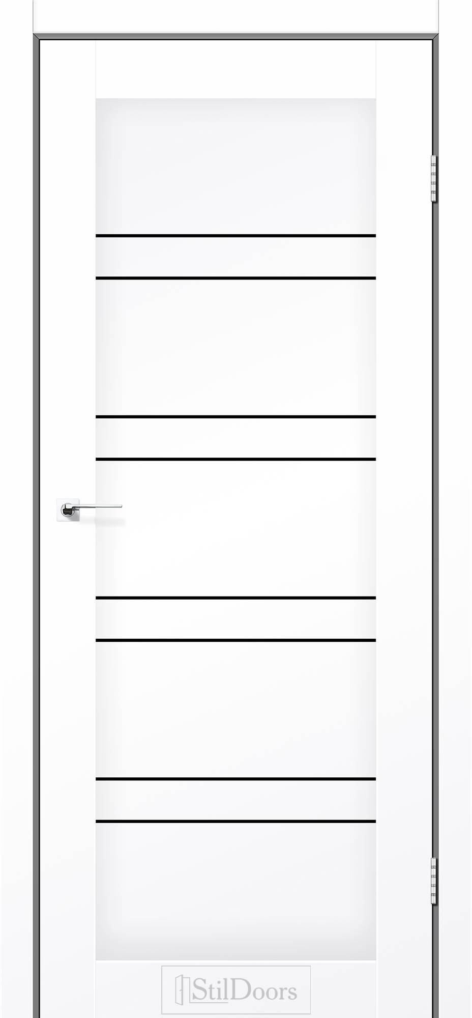 Міжкімнатні двері StilDoors Анталія білий матовий скло ЧОРНЕ