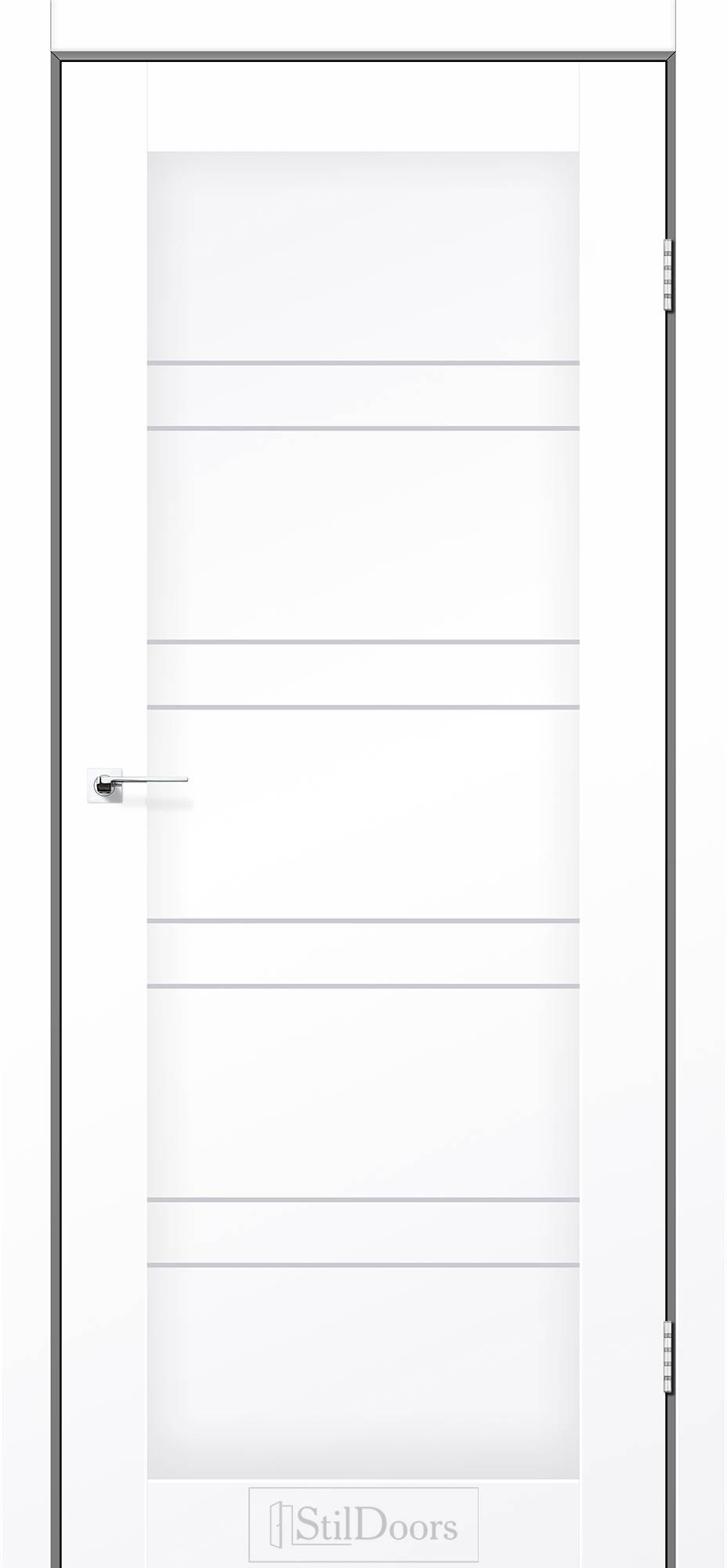 Міжкімнатні двері StilDoors Анталія білий матовий скло ЧОРНЕ