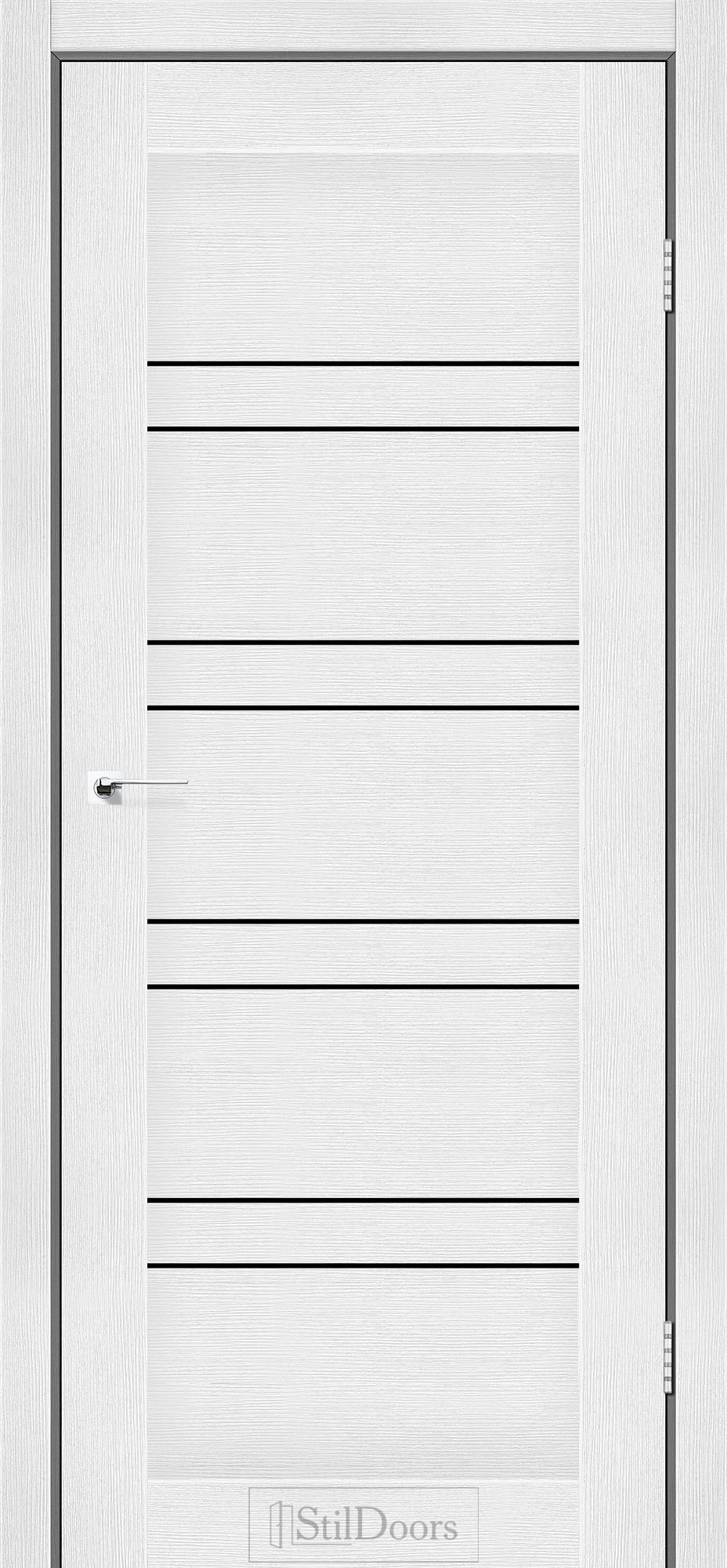 Міжкімнатні двері StilDoors Анталія білий матовий скло ЧОРНЕ