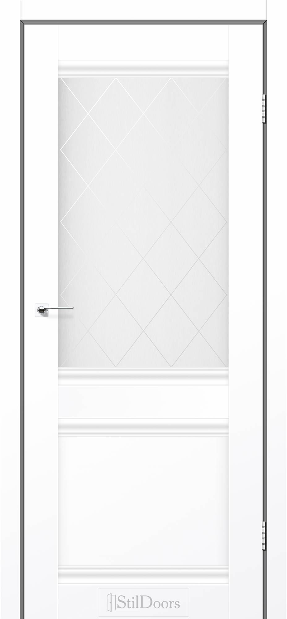 Міжкімнатні двері StilDoors Капітал 02 білий матовий скло малюнок