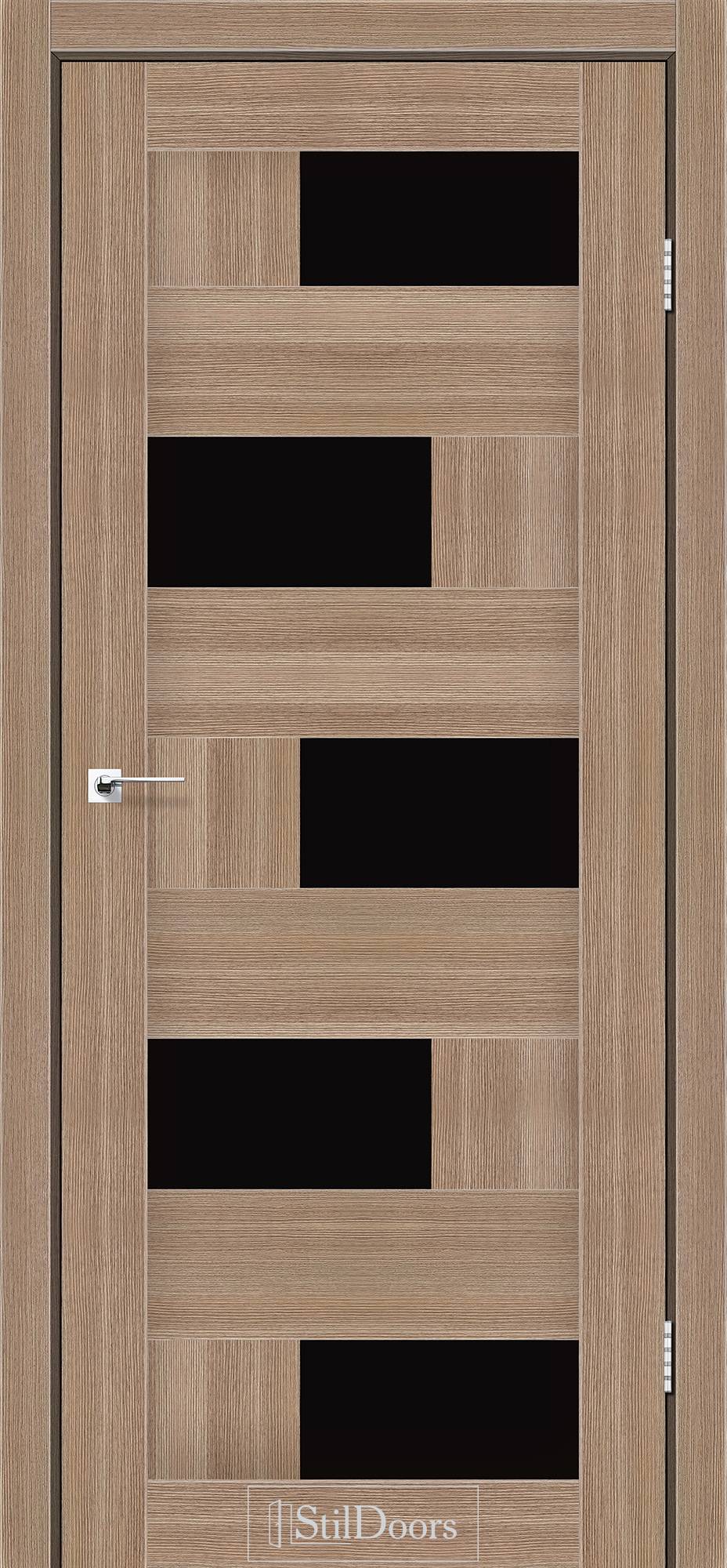 Міжкімнатні двері StilDoors Непал кремове дерево скло ЧОРНЕ