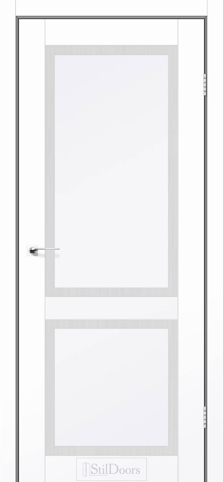 Міжкімнатні двері StilDoors Портленд білий матовий скло сатін