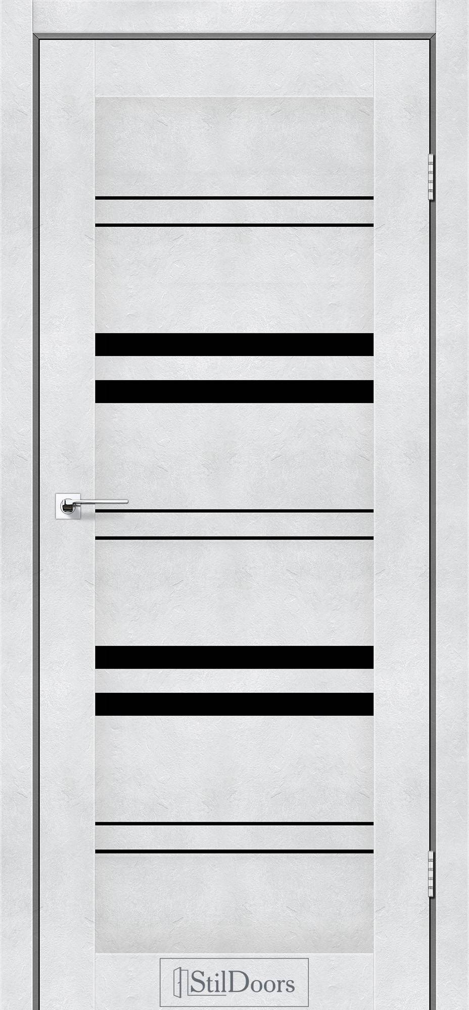 Міжкімнатні двері StilDoors Словенія світлий бетон скло сатін