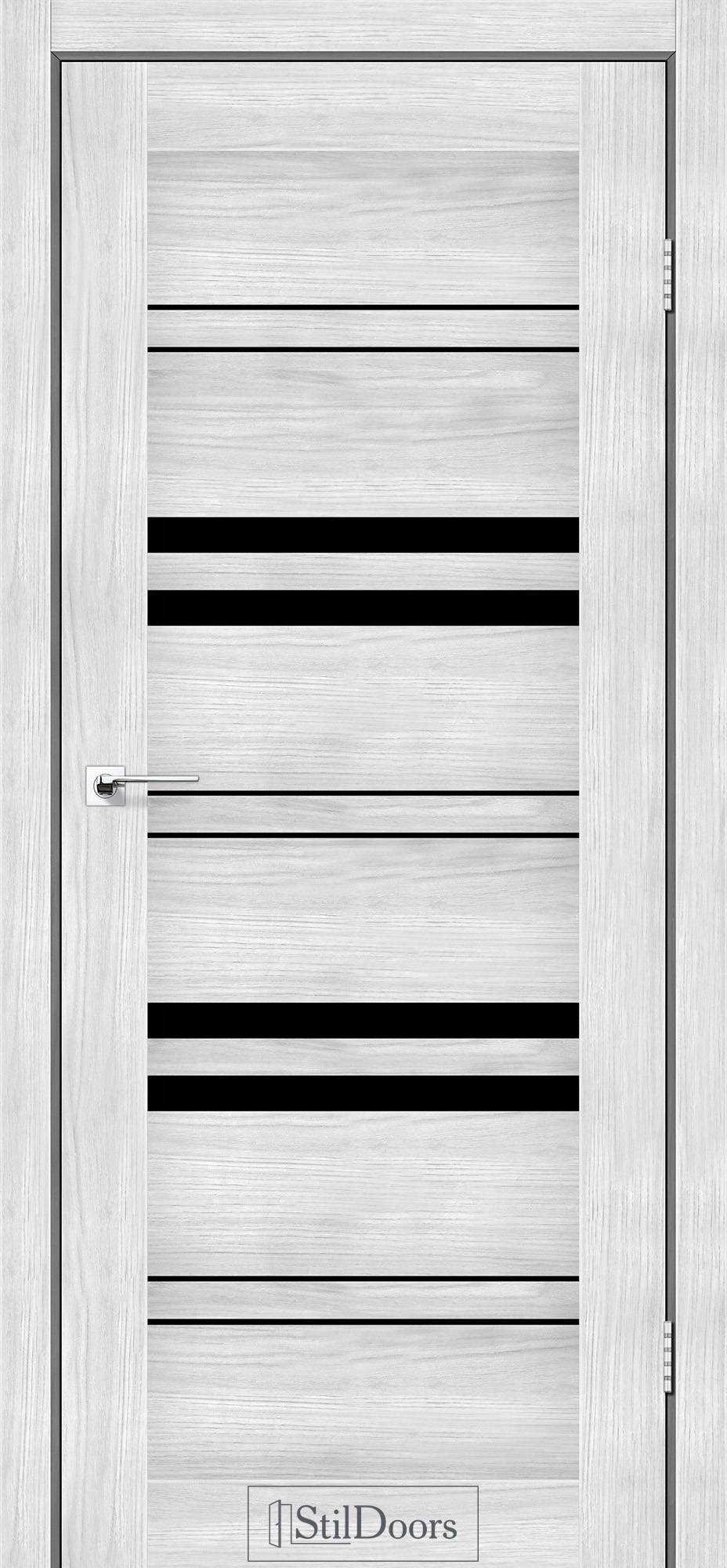 Міжкімнатні двері StilDoors Словенія світлий бетон скло сатін