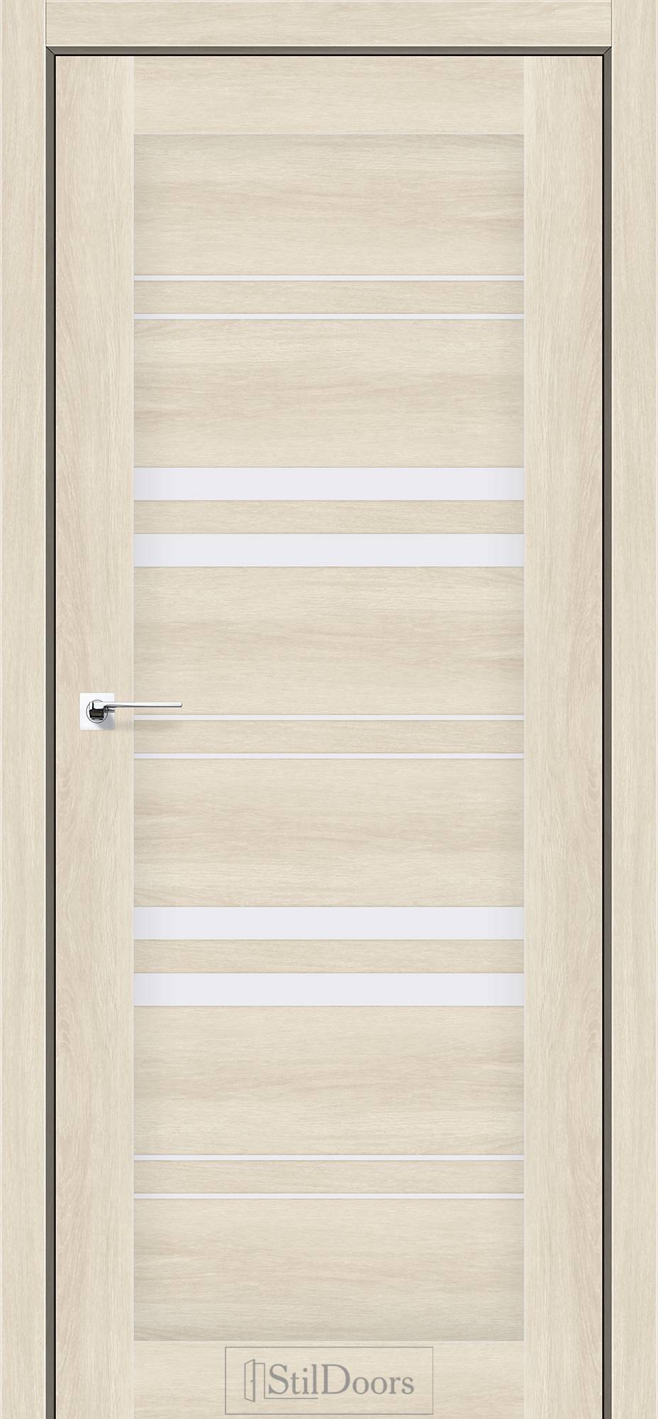 Міжкімнатні двері StilDoors Словенія світлий бетон скло сатін