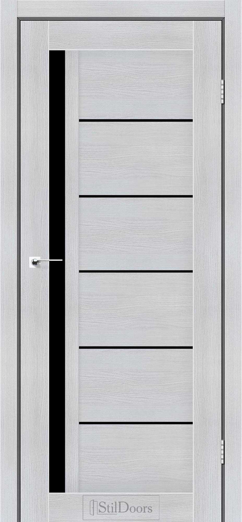 Міжкімнатні двері StilDoors Софія дуб попелястий скло ЧОРНЕ