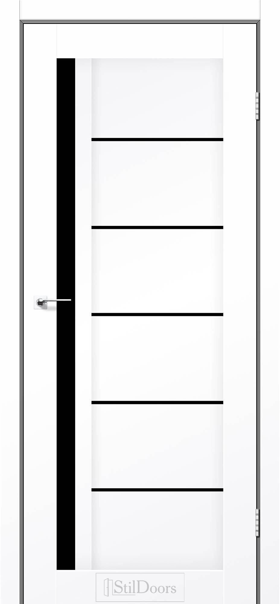Міжкімнатні двері StilDoors Софія дуб попелястий скло ЧОРНЕ