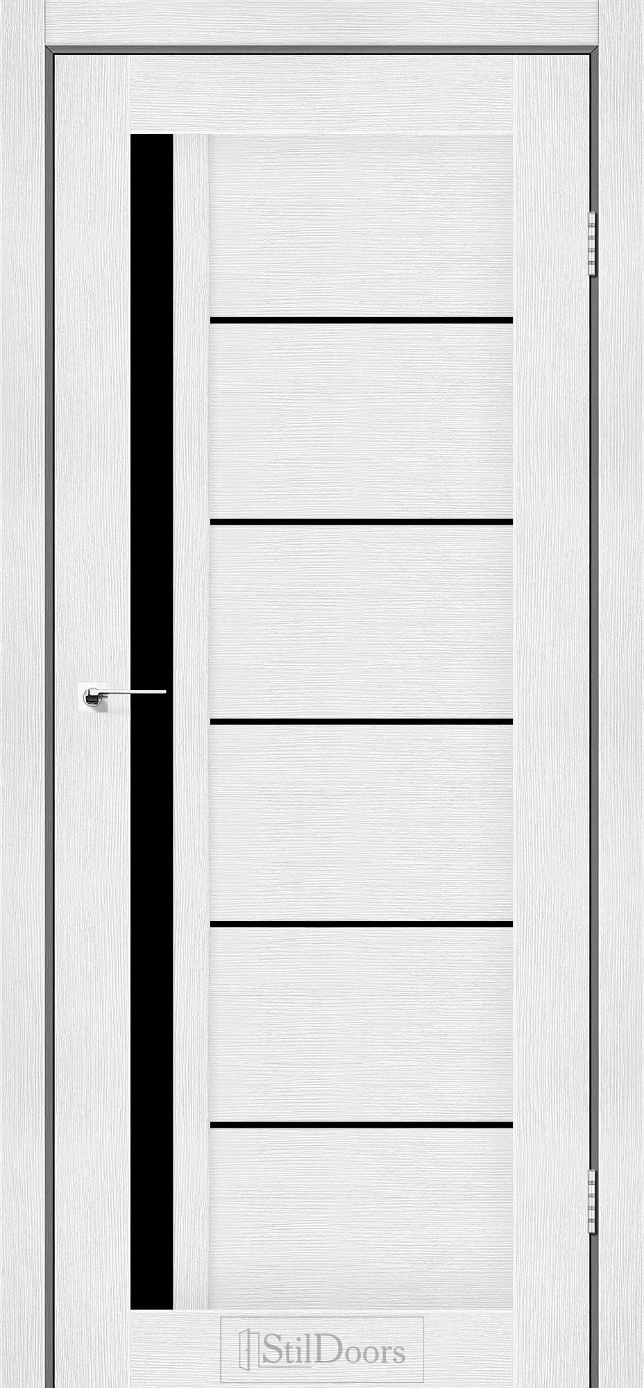 Міжкімнатні двері StilDoors Софія дуб попелястий скло ЧОРНЕ