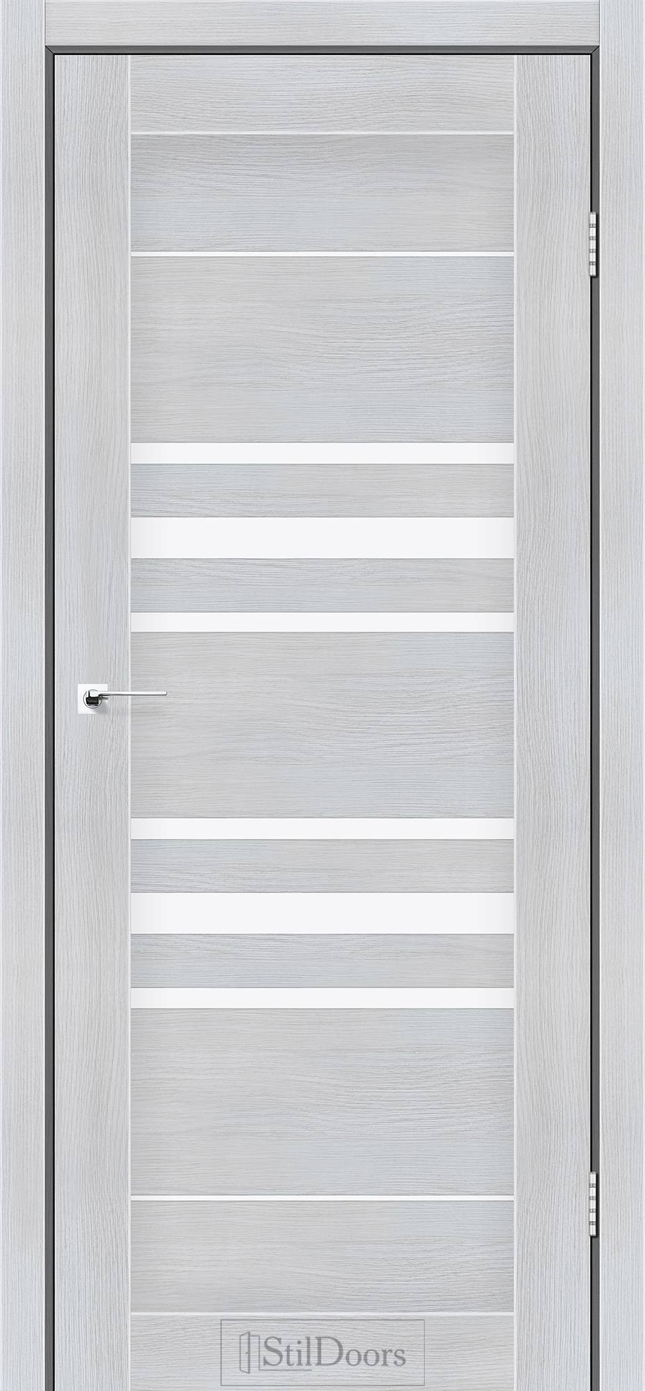 Міжкімнатні двері StilDoors Токіо дуб сріблястий скло ЧОРНЕ