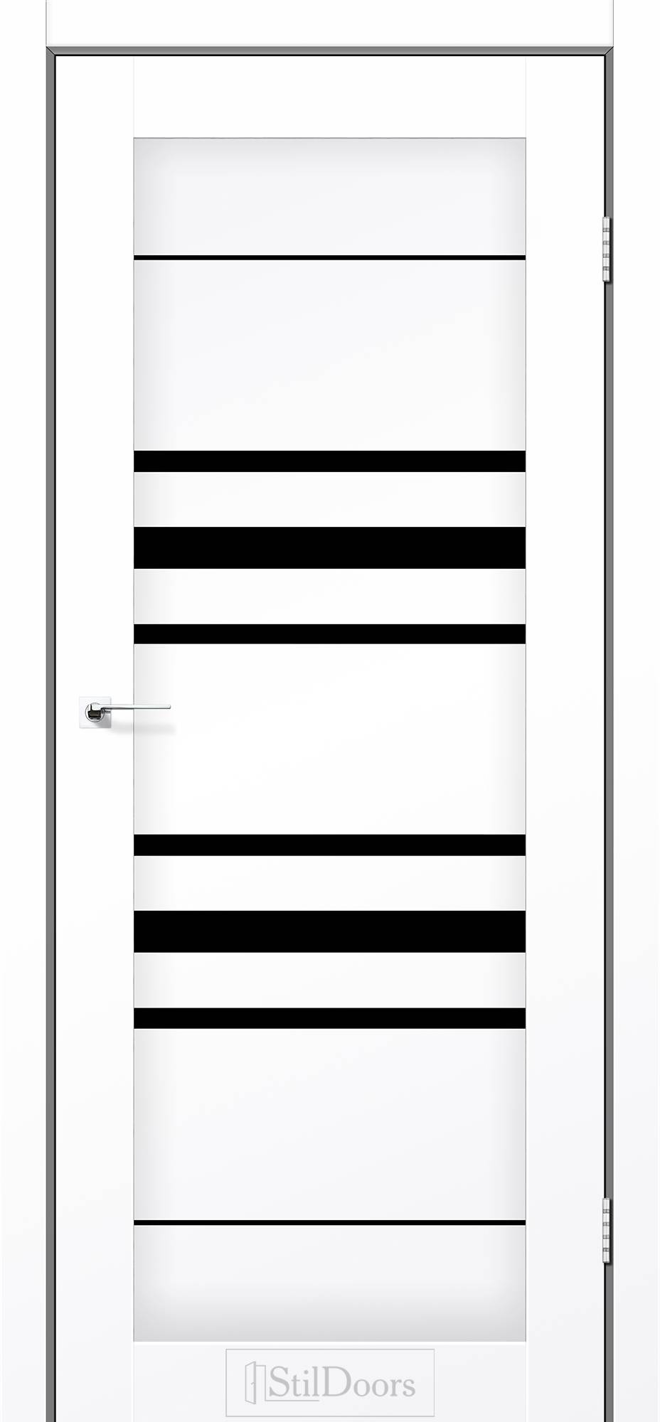 Міжкімнатні двері StilDoors Токіо дуб сріблястий скло ЧОРНЕ