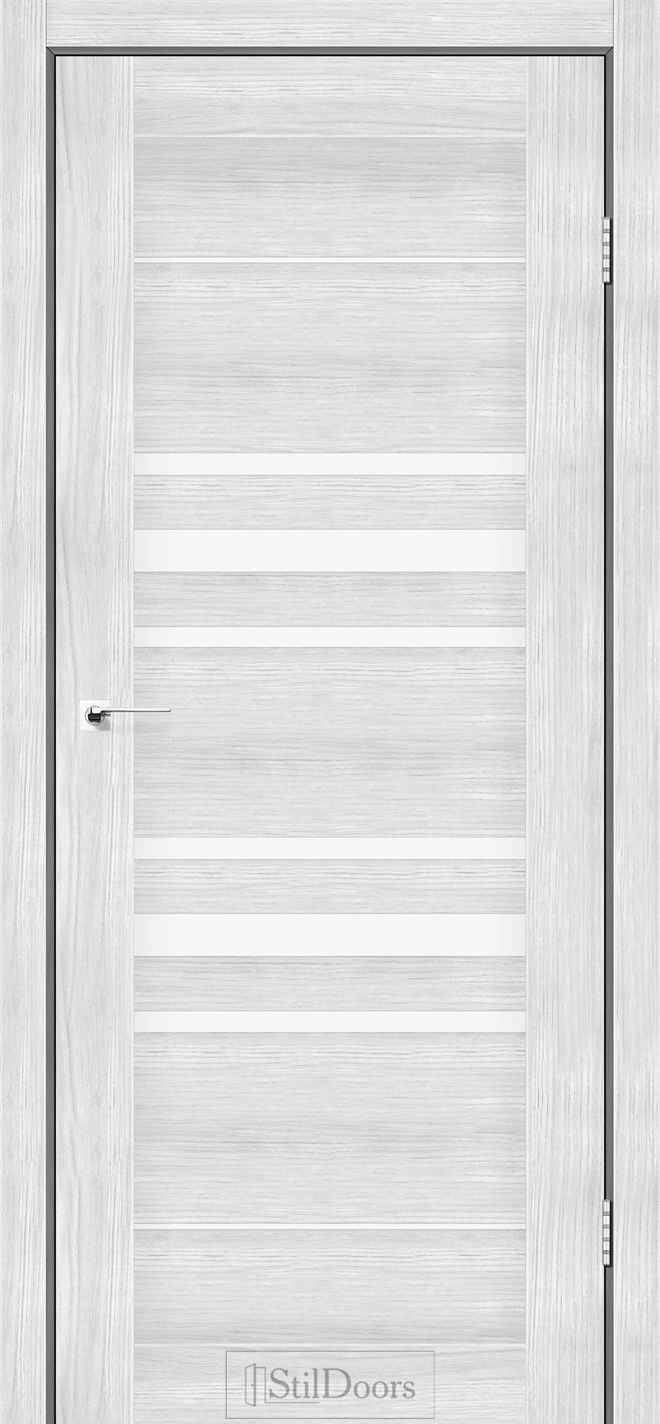 Міжкімнатні двері StilDoors Токіо дуб сріблястий скло ЧОРНЕ