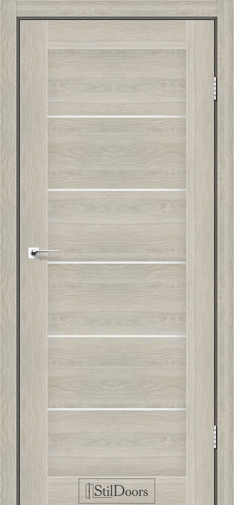 Міжкімнатні двері StilDoors Вікторія дуб альба скло сатін