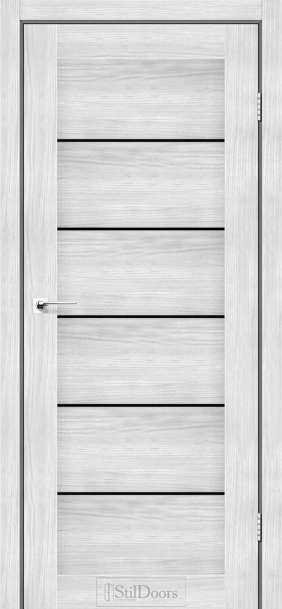 Міжкімнатні двері StilDoors Вікторія білий матовий скло ЧОРНЕ