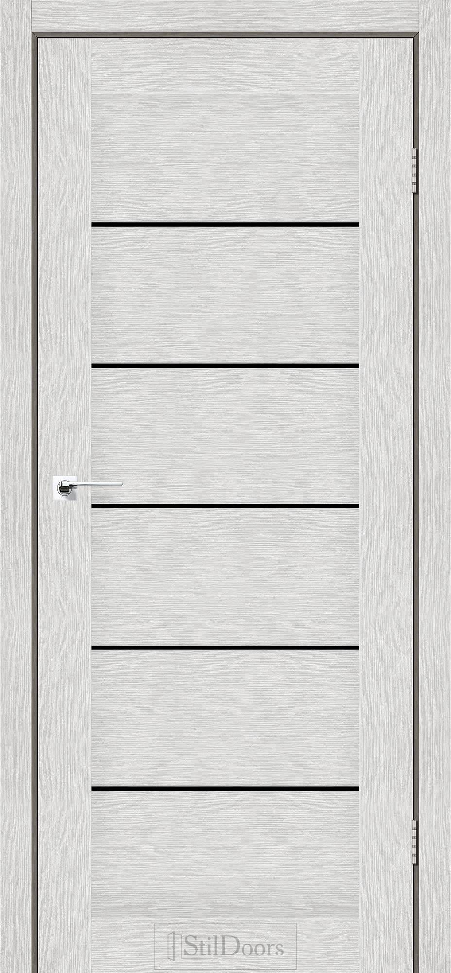 Міжкімнатні двері StilDoors Вікторія білий матовий скло ЧОРНЕ