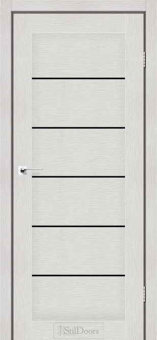 Міжкімнатні двері StilDoors Вікторія білий матовий скло ЧОРНЕ