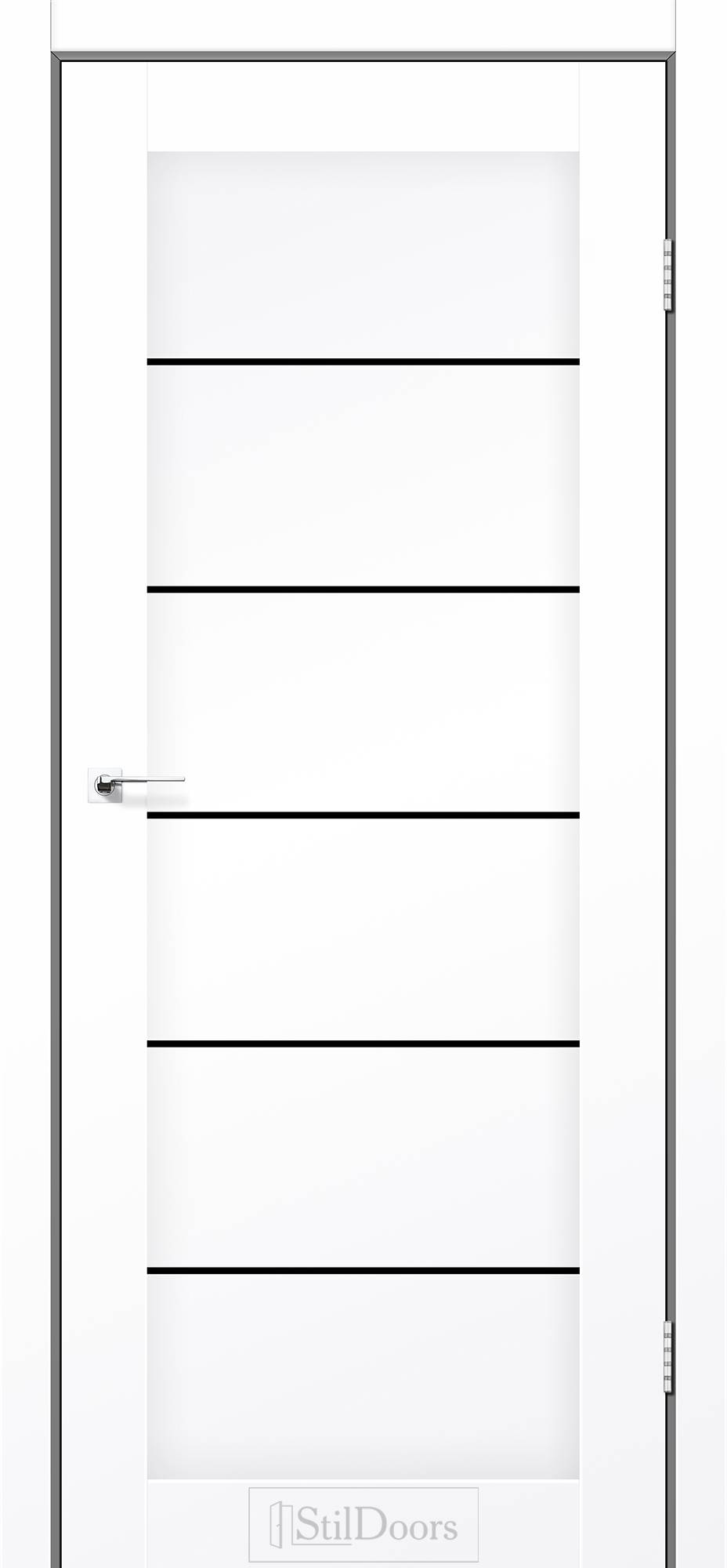 Міжкімнатні двері StilDoors Вікторія білий матовий скло ЧОРНЕ