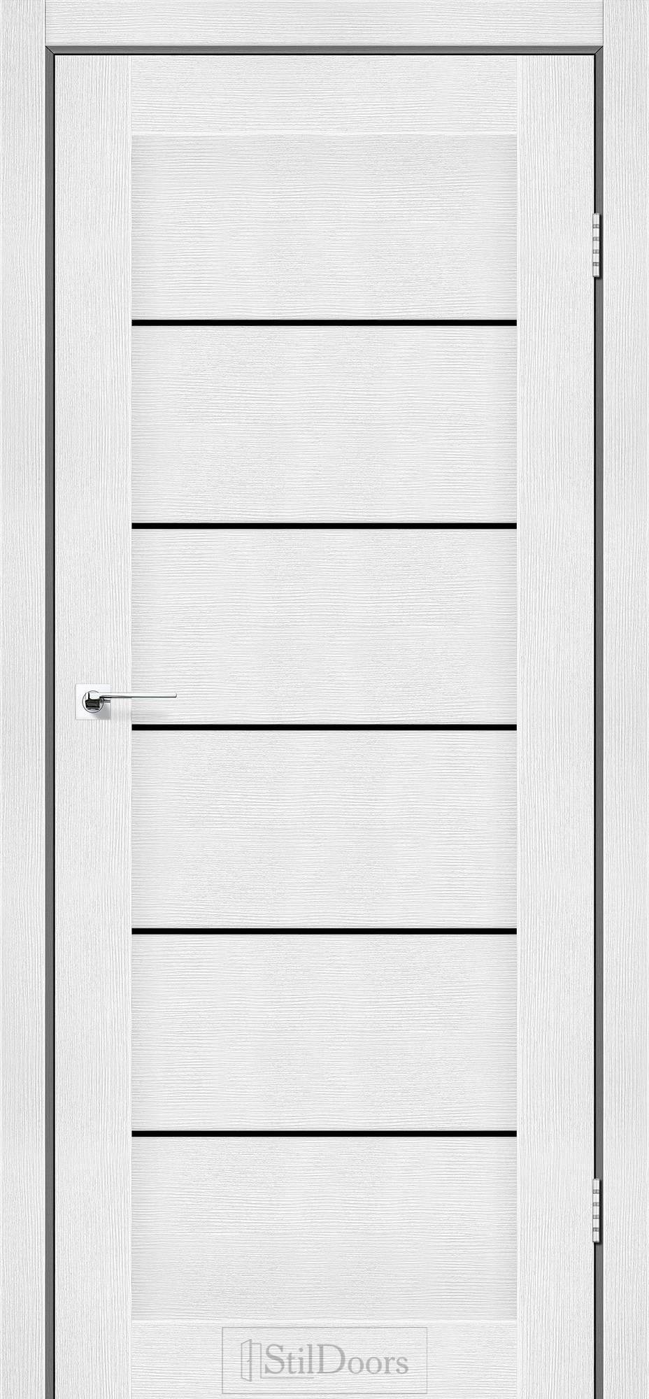 Міжкімнатні двері StilDoors Вікторія білий матовий скло ЧОРНЕ