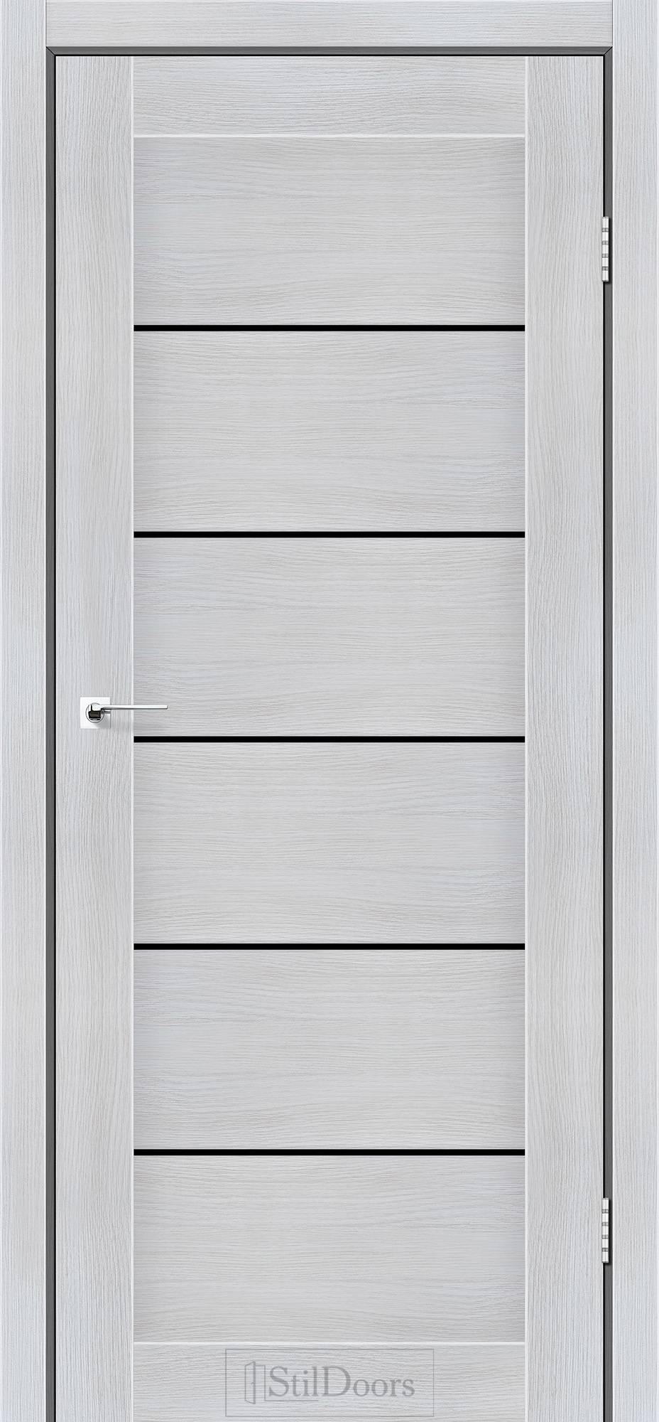 Міжкімнатні двері StilDoors Вікторія білий матовий скло ЧОРНЕ
