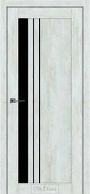 Міжкімнатні двері StilDoors Беллано бетон антрацит скло ЧОРНЕ