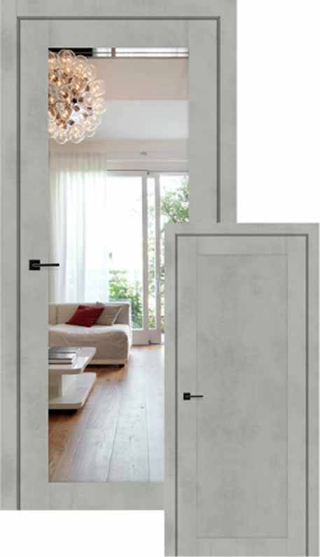 Міжкімнатні двері StilDoors Вермонт білий матовий Дзеркало срібне / Глухе