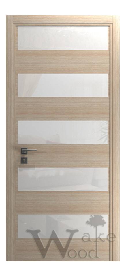 Межкомнатные двери Wake Wood Bianca 01 (полосы шпона и стекла)