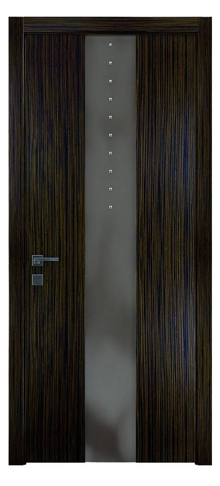 Межкомнатные двери Wake Wood Deluxe cleare 02 (стекло на просвет по центру с кристал. Swarovski)