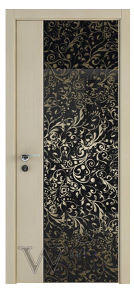 Межкомнатные двери Wake Wood Unica 24, 25 (широкое стекло, декор - узор FLARE)