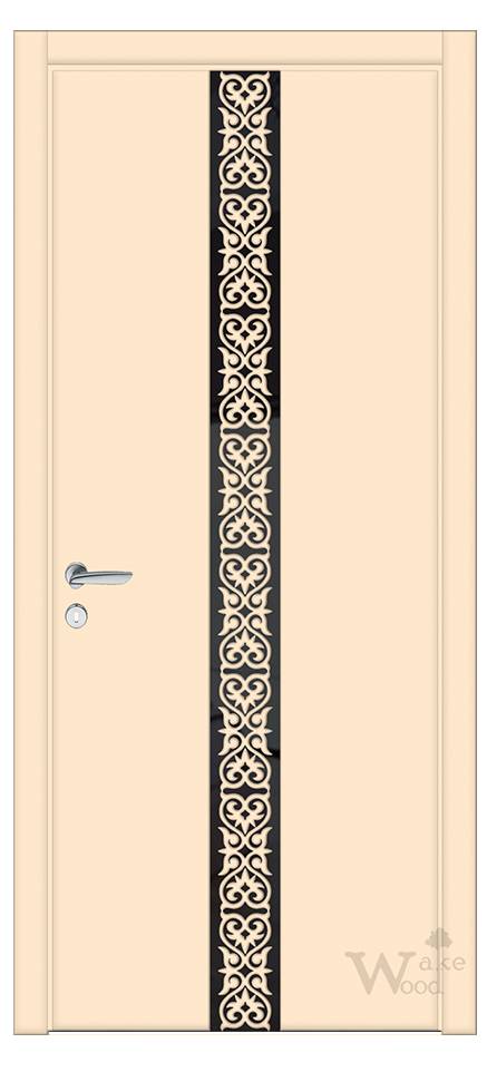 Межкомнатные двери Wake Wood Deluxe 06 (стекл полоса по центру с накладным элементом)