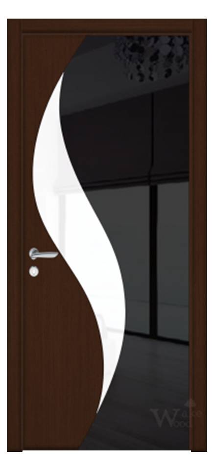 Міжкімнатні двері Wake Wood Soft VIP 21 (декор скло або дзеркало з візерунком FLARE)