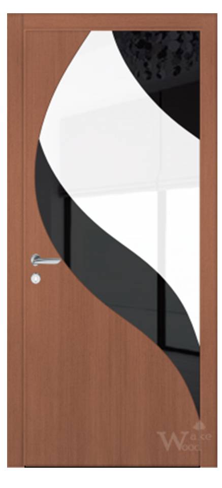 Межкомнатные двери Wake Wood Soft VIP 22 (декор стекло или зеркало с узором FLARE)