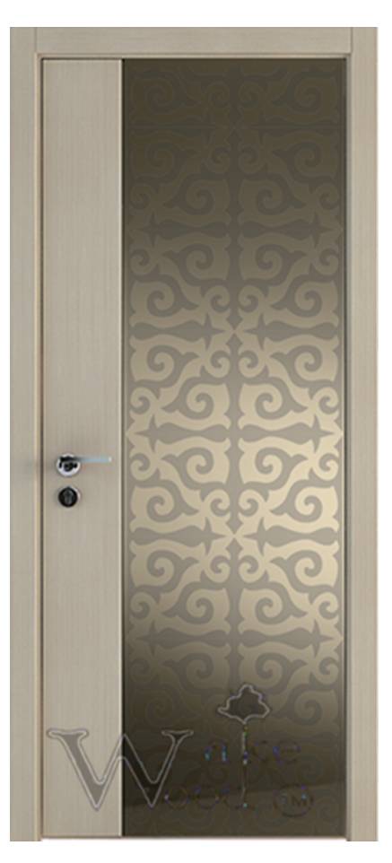 Межкомнатные двери Wake Wood Unica 24, 25 (широкое стекло, декор - узор FLARE)